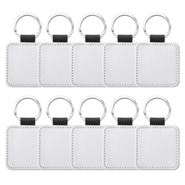 Popular DIY Sublimation PU Leather Blank Leather Keychain,Single-sided Printable Key Ring Key Tag