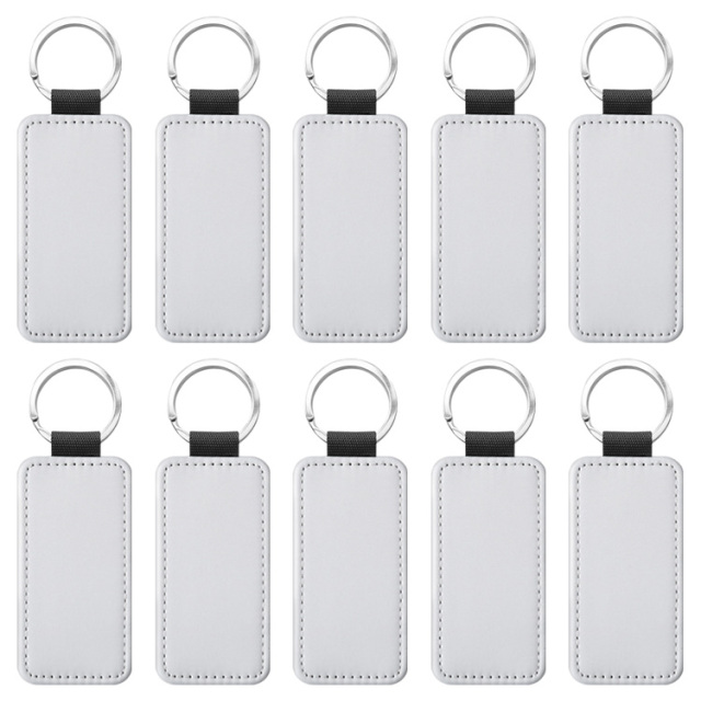 Popular DIY Sublimation PU Leather Blank Leather Keychain,Single-sided Printable Key Ring Key Tag