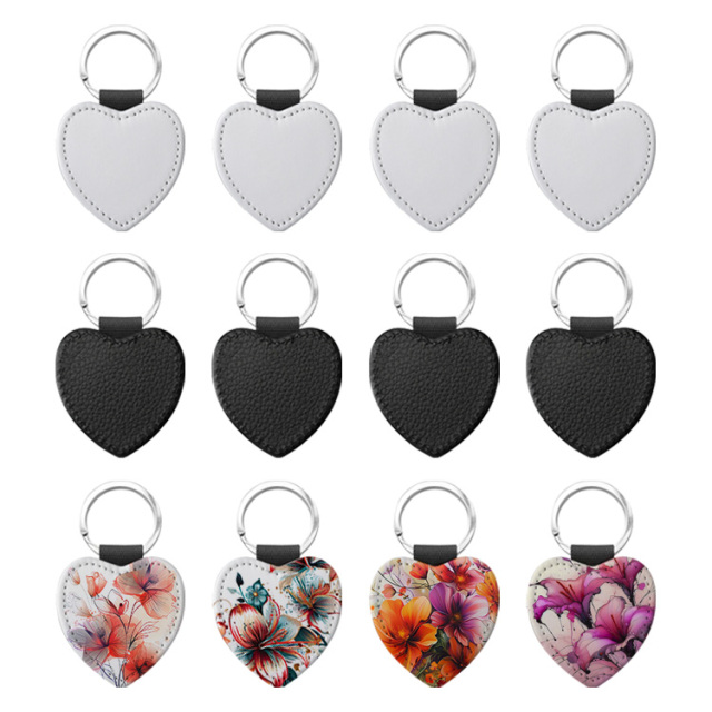 Popular DIY Sublimation PU Leather Blank Leather Keychain,Single-sided Printable Key Ring Key Tag