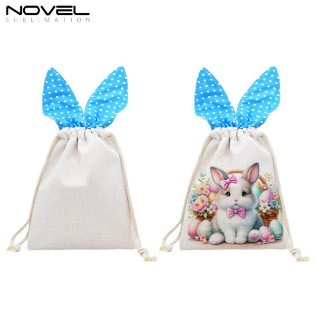 Sublimation Easter Bundle Pocket Blank Linen Rabbit Ear Bundle Pocket Drawstring Bag