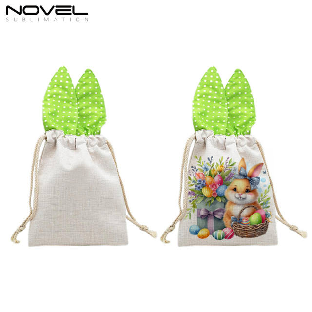 Sublimation Easter Bundle Pocket Blank Linen Rabbit Ear Bundle Pocket Drawstring Bag