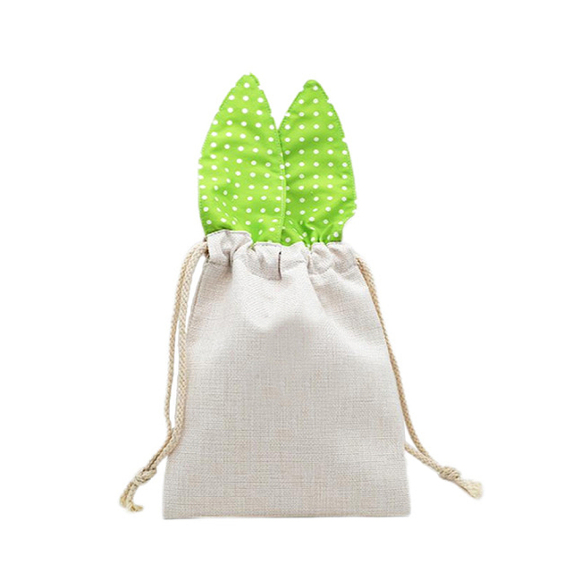 Sublimation Easter Bundle Pocket Blank Linen Rabbit Ear Bundle Pocket Drawstring Bag