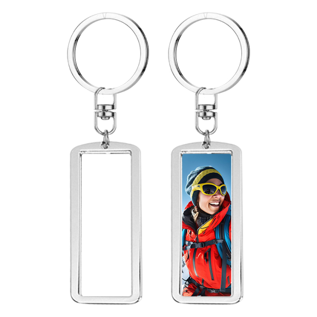 New Arrival Personalized Sublimation Blank License Plate Keychain Metal Keyring Heat Transfer Keychain Dye Double Sided Printing Keyrings