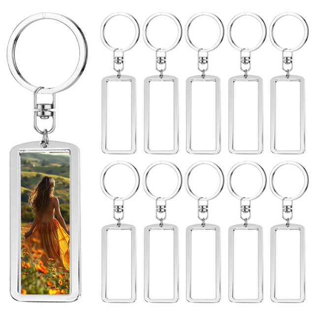 New Arrival Personalized Sublimation Blank License Plate Keychain Metal Keyring Heat Transfer Keychain Dye Double Sided Printing Keyrings