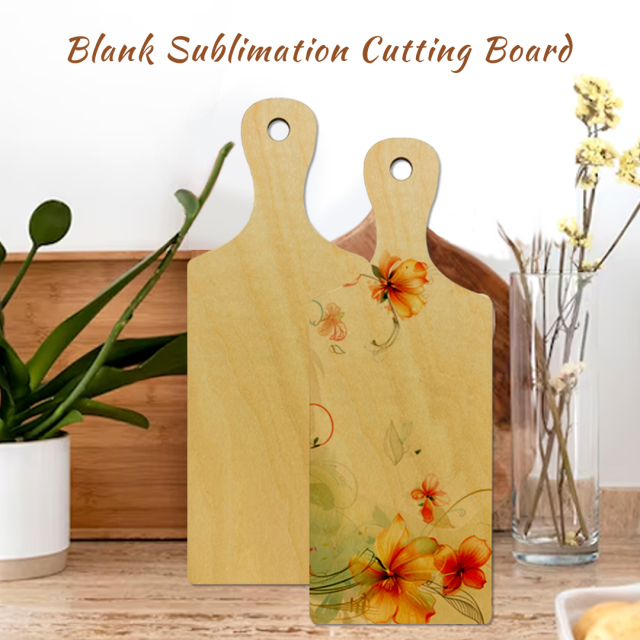 New Arrival Sublimation Wood Color Cutting Board Blanks with Handle Wood Chopping Board for Sublimation DIY Craft