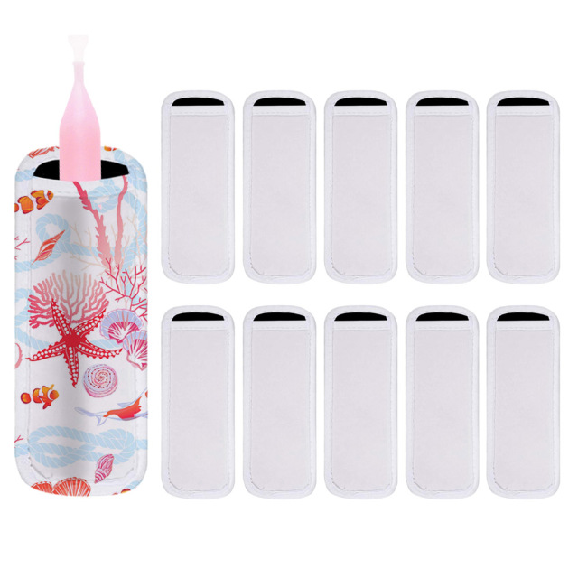 Sublimation Blank White Ice Pop Sleeves Popsicle Holders Bags, Reusable Neoprene Freezer Popsicle Covers for Kids Party Supplies