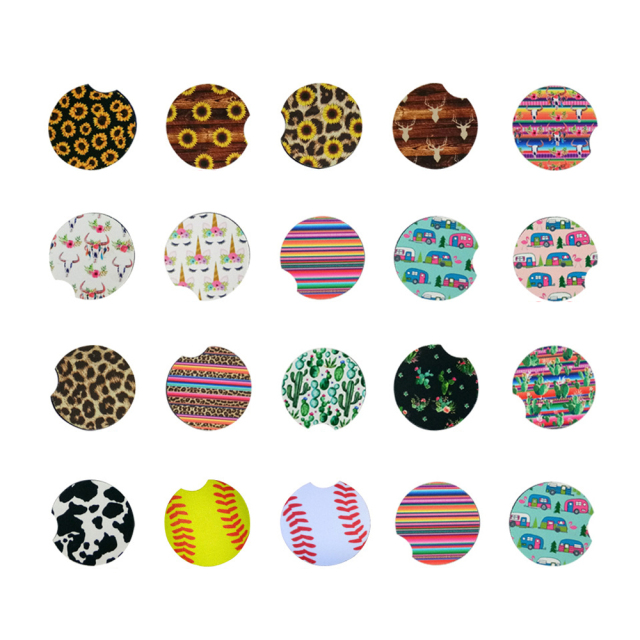 New Arrival Sublimation Car Coasters DIY Round Neoprene Cup Pad