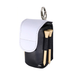 Sublimation Blank PU Leather Golf Mini Hanging Bag with Velcro Closure Heat Transfer DIY Golf Ball & Tee Storage Bag