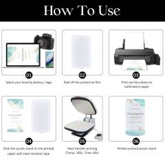 Sublimation Blank Acrylic Table Sign with Stand - Custom Printable Display for Weddings, Banquets & Events