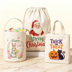 Custom Printed with Your Own Designs | Sublimation Printed Easter Basket /Tote Bag & Gift Bag / Drawstring Bag | 3 Styles Available 20x25cm / 30x40cm / 40x40cm | Personalized Heat Transfer Bags Series