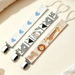 Sublimation Blank Polyester Pacifier Clip With Tether for Double-Sided Printijng | Custom DIY Heat Transfer Baby Bib Holder & Pacifier Lanyard Clip | 20*2.5 cm