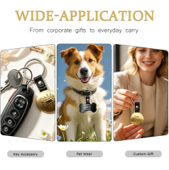 Laser Engraved Style Stainless Steel Keychains Series | 5 Shapes & 2 Colors (Gold & Black) Options | Non-Sublimation Metal Key Rings for Gifts & Promotions