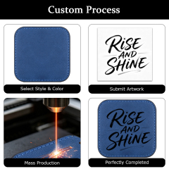 NOVELSUB for Laser Engravable Blank PU Leather Coasters | Non-Heat Transfer & Ready to Use PU Coasters | 4 Colors & 3 Shapes for Laser Engraving