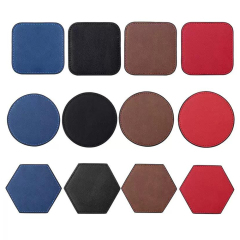 NOVELSUB for Laser Engravable Blank PU Leather Coasters | Non-Heat Transfer & Ready to Use PU Coasters | 4 Colors & 3 Shapes for Laser Engraving