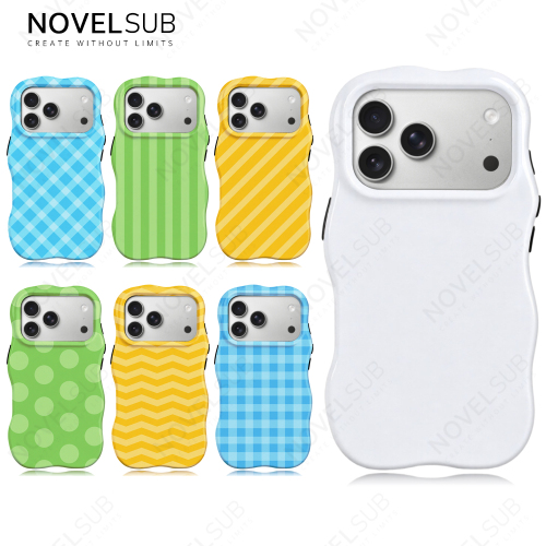 NOVELSUB for IP 13-18 Series Heat Transfer Printing Blank 3D 2in1 Rippled Phone Case | Custom Wave Phone Covers for 3D Film Prinitng - Glossy Finished