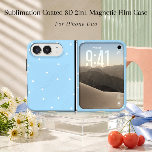 NOVELSUB Sublimation Blank 3D 2in1 Magnetic Coated Film Phone Cases Custom DIY 3D 2IN1 Coated Phone Covers With Magnetic Ring DIY for 3D Film Printing for iphone Duo