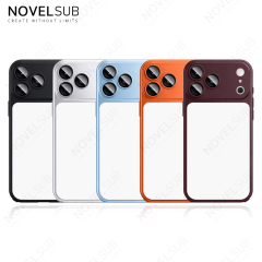 NOVELSUB New Sublimation Blank 2D Color TPU Phone Cases With Camera Screen Protector | Custom DIY Electroplated Oil Spray Phone Cases for Heat Press Printing | for Iphone Series