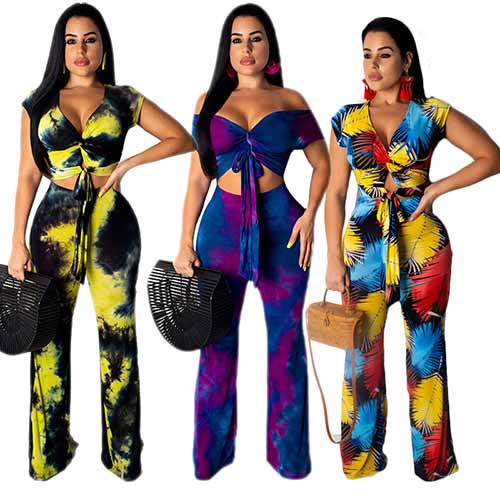 Astonishing Off Shoulder Knot High Waist Wide Leg Suit