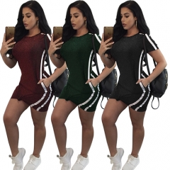 Red Green Grey Women Sport Short Sleeve Mini Dress