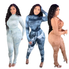 Latest Design Hot sale Tie Dye Print Leisure Winter Two Piece Set Women Clothing 2020 2 Piece Outfit Joggers Suits Set Clothing