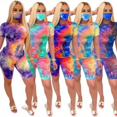 Tie Dye Two Piece Outfits With Face Cloth