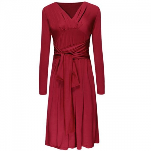 Free Shipping Long Sleeve Knee-length Vintage Dress