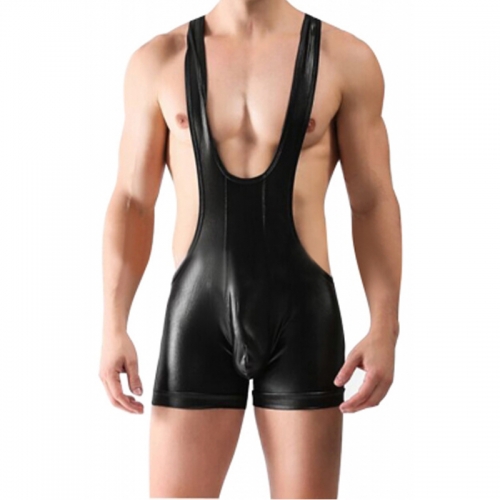 FREESHIPPING Black Sexy Leather Men Lingerie