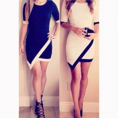 Free Shipping Women Short Sleeve Mini Bodycon Dress