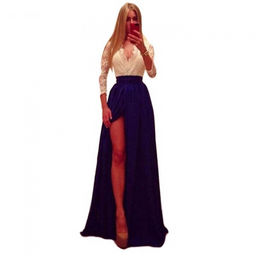 Free Shipping Women Sexy Long Sleeve Evening Maxi Dress