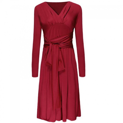 Long Sleeve Knee-length Vintage Dress