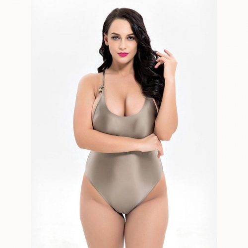 Women Plus Size One Piece Swimwear Monokini Swimsuits Gray