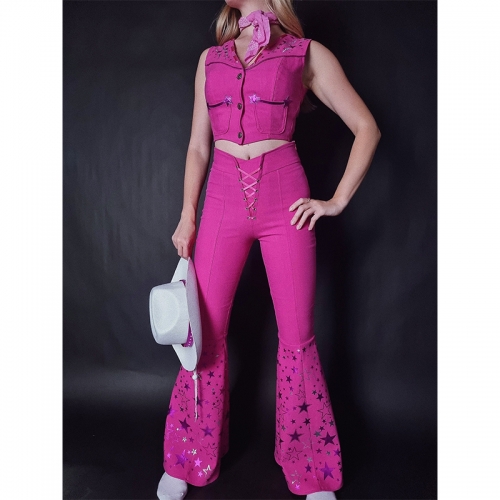 Pink Outfits Flared Pants for Women