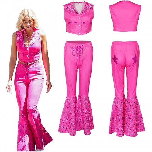 Barbie Cosplay Costume Pink Flare Pant Halloween Cosplay