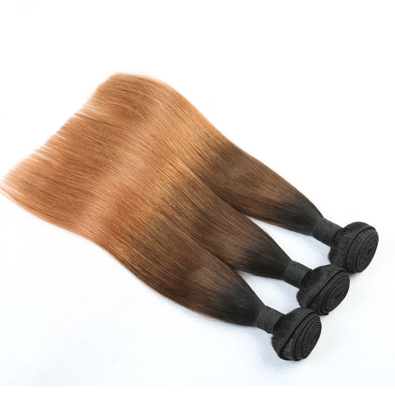 Ombre 1B/4/30 Hair Extensions Straight Brazilian hair Human Hair Weave Bundles 3Tone