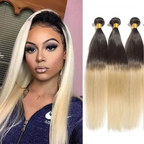 Wholesale Straight Ombre 1B/613# 3Bundles Human Hair Weaves