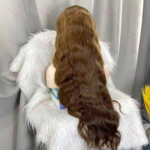 Wholesale Brown Color 13x4 Body Wave Lace Frontal Human Hair Wigs With Baby Hair Pre-plucked 180% Density Wigs