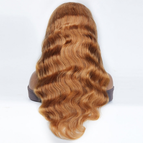 Wholesale 13x4 Highlight Ginger Brown Body Wave Pre Plucked Middle Lace Part Wig