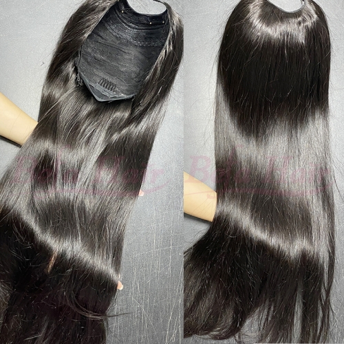 Wholesale U Part Human Hair Wigs Brazilian Virgin Straight 180 Density Pre Plucked Glueless Middle Part Wig