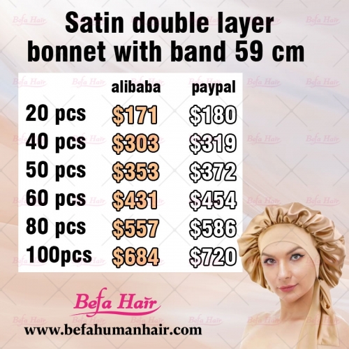 Satin double layer bonnet with band 59 cm Set Package
