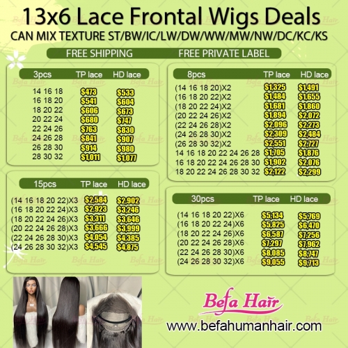13x6 Lace Frontal Wigs Deals (Can Mix Texture for ST/BW/DC)
