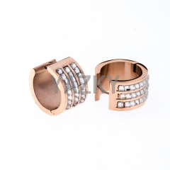 Stainless steel earring with CZ-Rose gold color