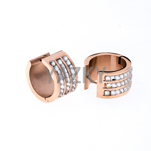 Stainless steel earring with CZ-Rose gold color