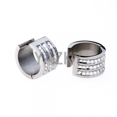 Stainless steel earring with CZ-Steel color