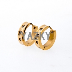 Fashion stainless steel earring-Gold crystal