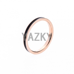 Stainless steel ring with epoxy-Rose gold color