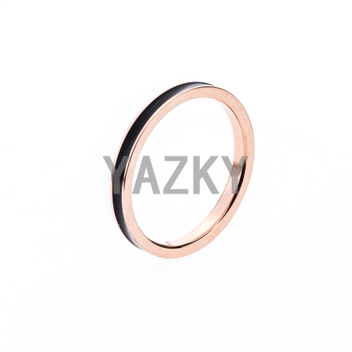 Stainless steel ring with epoxy-Rose gold color