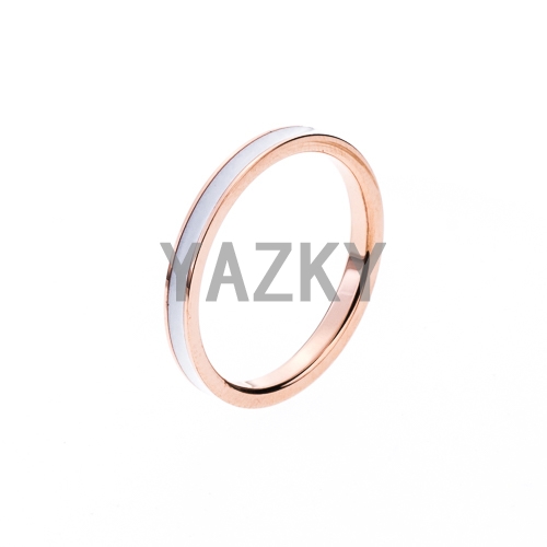 Stainless steel ring with epoxy-Rose gold color