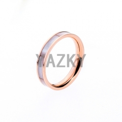 Stainless steel ring with mother of pearl-Rose gold color