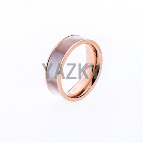 Stainless steel ring with mother of pearl-Rose gold color