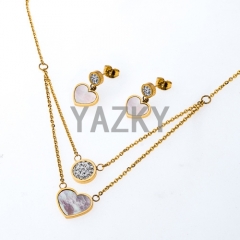 Stainless steel jewelry set with mother of pearl-Gold color